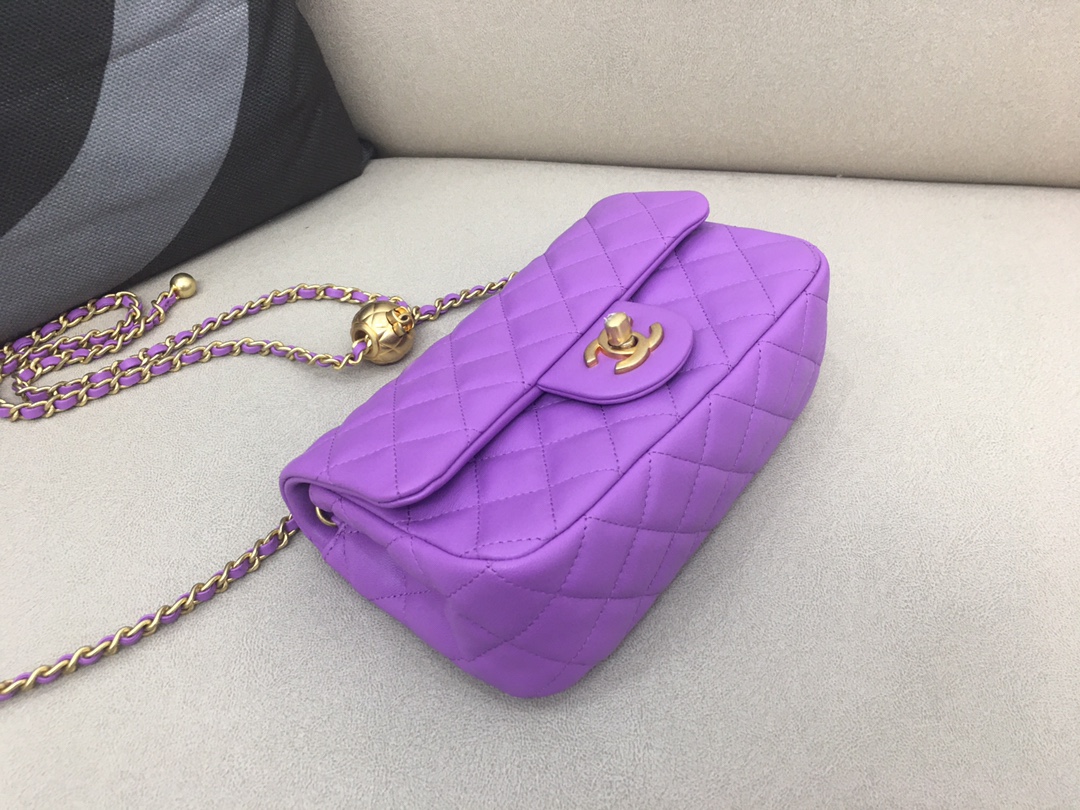 Small Classic Flap Lambskin Bag AS1787 Purple